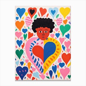 Heart Portrait Of A Person Matisse Inspired Patterns 1 Canvas Print