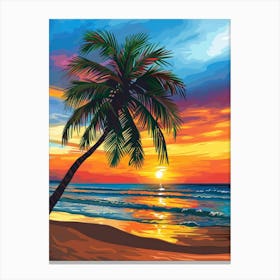 Sunset Beach Painting 1 Canvas Print