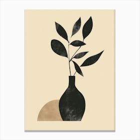 Vase With A Leaf Canvas Print