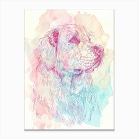 Golden Retriever Dog Pastel Watercolour Line Illustrationn Canvas Print