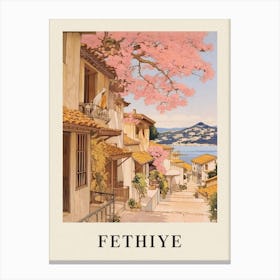Fethiye Turkey 1 Vintage Pink Travel Illustration Poster Canvas Print