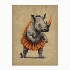 Rhino - Flamingo Canvas Print