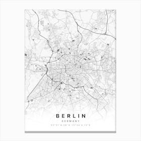 Berlin Germany White Map Canvas Print