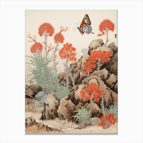 Butterfly With Desert Plants 2 Canvas Print