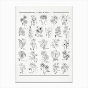 Floral Alphabet Sketched Canvas Print