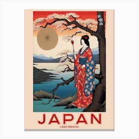 Lake Mashu, Visit Japan Vintage Travel Art 2 Canvas Print