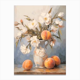Lavender Flower And Peaches Still Life Painting 1 Dreamy Canvas Print