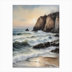 Vintage Coastal Seaside Painting (20) 1 Canvas Print