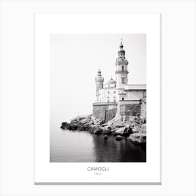 Poster Of Camogli, Italy, Black And White Photo 1 Canvas Print