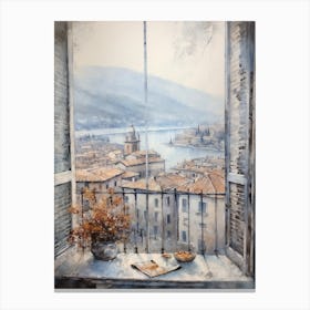 Winter Cityscape Lake Como Italy 4 Canvas Print