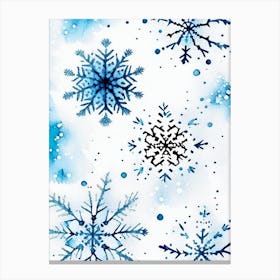 Pattern, Snowflakes, Minimalist Watercolour 1 Canvas Print