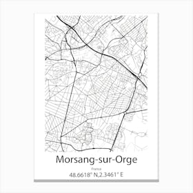 Morsang Sur Orge,France Minimalist Map Canvas Print