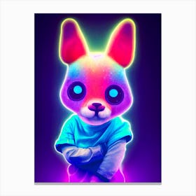 Neon Anthropomorphic Bunny Canvas Print