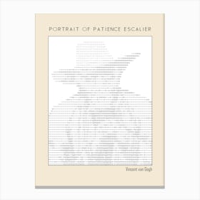 Ascii art Minimalist – Portrait Of Patience Escalier Vincent Van Gogh (1888) – Classic Painting Canvas Print