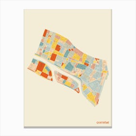 Paris France 4th Arrondissement Neighbourhood Map Canvas Print