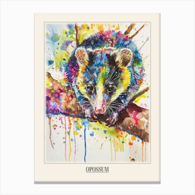 Opossum Colourful Watercolour 2 Poster Canvas Print