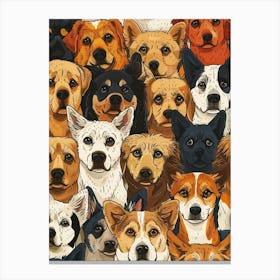 Perfectly Repeatable Artwork With Cute Dog Faces 27 Canvas Print