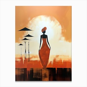 African Woman At Sunset | Boho Style Canvas Print