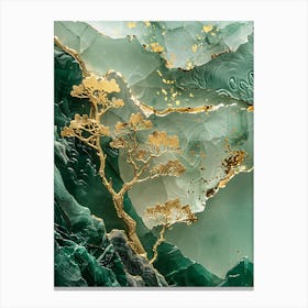 Gold Inlaid Jade Carving Scene Canvas Print