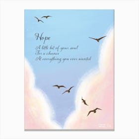 "Hope" In Black Lettering Canvas Print