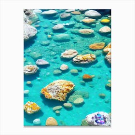 Crystal Clear Waters With Precious Stones With 4k Effect Canvas Print