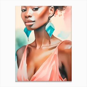 Close Up Of A Woman Wearing Earrings Canvas Print