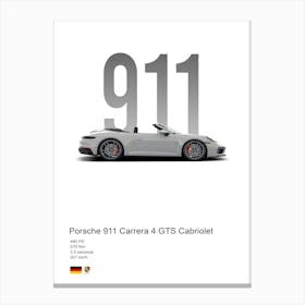 911 Carrera 4 Gts Cabriolet Porsche Canvas Print