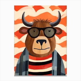 Little Bison 2 Wearing Sunglasses Canvas Print