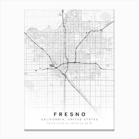 Fresno California USA White Map Canvas Print