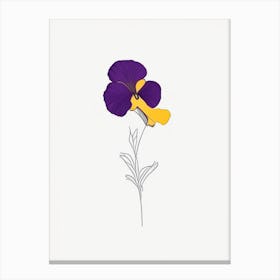 Pansy Floral Minimal Line Drawing 1 Flower Canvas Print