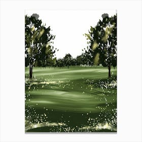 Green Field With Trees Canvas Print