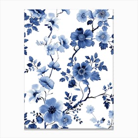 Blue And White Floral Pattern 20 Canvas Print