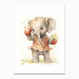 Elephant Painting Boxing Watercolour 3 Canvas Print