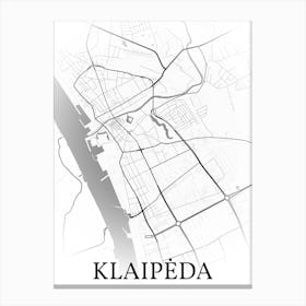 Klaipėda, Lithuania, City Map, Black And White Fade Design Stampe su tela