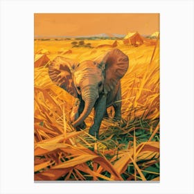 Elephant In The Grass 2 Canvas Print