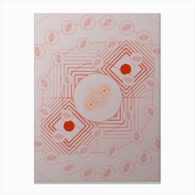 Geometric Abstract Glyph Circle Array in Tomato Red n.0133 Canvas Print