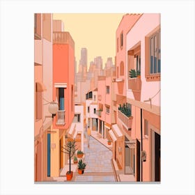 Tel Aviv Israel 7 Vintage Pink Travel Illustration Canvas Print