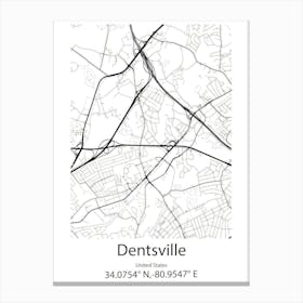 Dentsville,United States Minimalist Map 1 Canvas Print