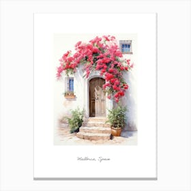 Mallorca, Spain   Mediterranean Doors Watercolour Painting 4 Poster Canvas Print