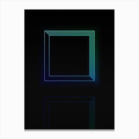 Neon Blue and Green Abstract Geometric Glyph on Black n.0346 Canvas Print