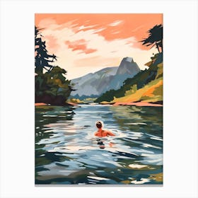 Wild Swimming At Derwentwater Cumbria 3 Canvas Print