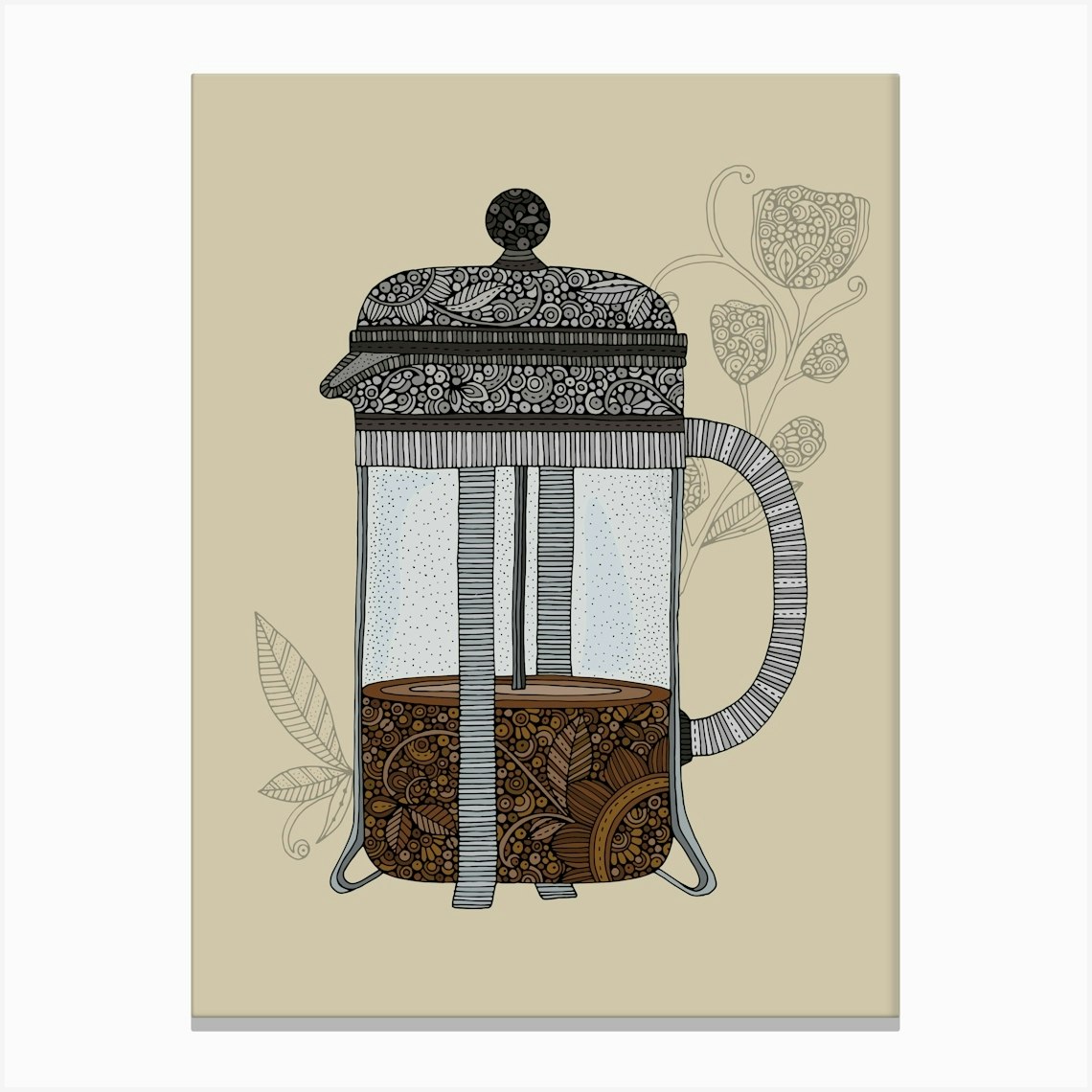 French Press Coffee Canvas Print by Valentina Harper