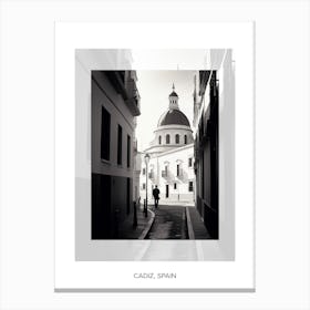 Poster Of Cadiz, Spain, Black And White Old Photo 3 Canvas Print