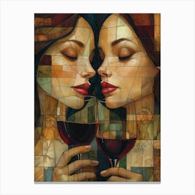 Two Women Drinking Wine 3 Canvas Print