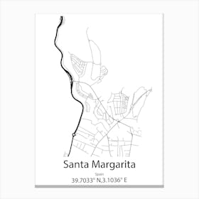 Santa Margarita De Mombuy,Spain Minimalist Map Canvas Print