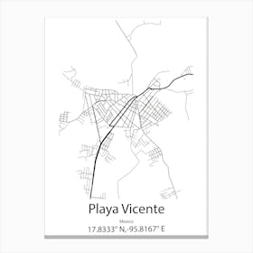 Playa Vicente,Mexico Minimalist Map Canvas Print