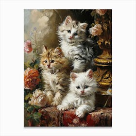 Rococo Inspired Painting Of Kittens 1 Canvas Print