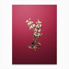 Gold Botanical Two Colored Collinsia Flower on Viva Magenta n.2892 Canvas Print