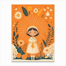 Girl With Flowers Canvas Print