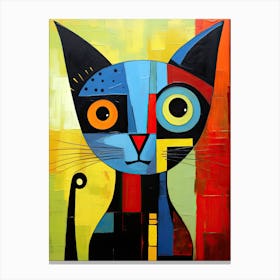 Feline Geometry: Minimalist Cubism in Cat Art Canvas Print